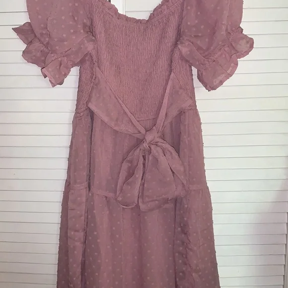 Merokeety boho, smocked flowy Midi Dress with Puff Sleeves nwt - Picture 5 of 12